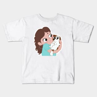 Girl with cocker spaniel Kids T-Shirt